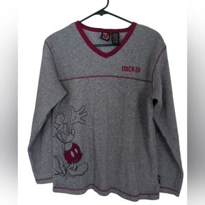 Mickey Unlimited Top Women's M Fleece Vintage  Grey/Red Pullover‎